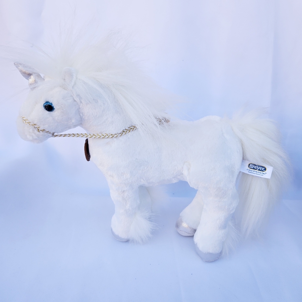 Breyer Freedom Series Xavier Plush Horse White With Blue Eyes By Aurora Plushies